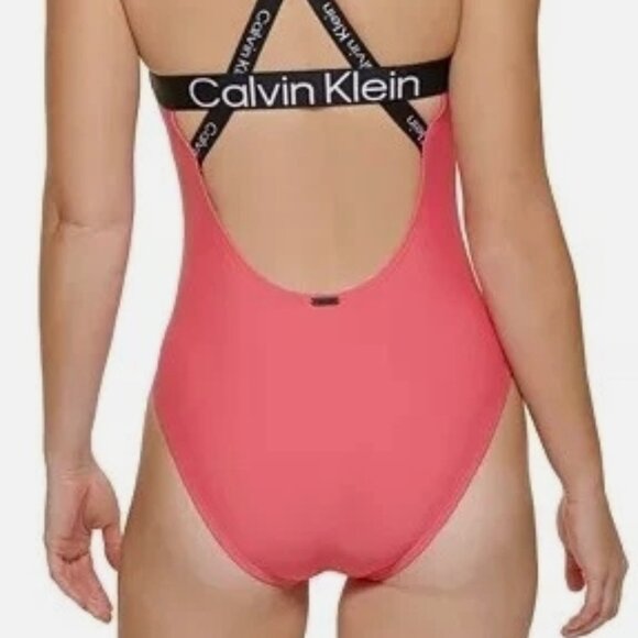 NWT! Calvin Klein Rose Crisscross One Piece Swimsuit NEW! - Picture 4 of 5
